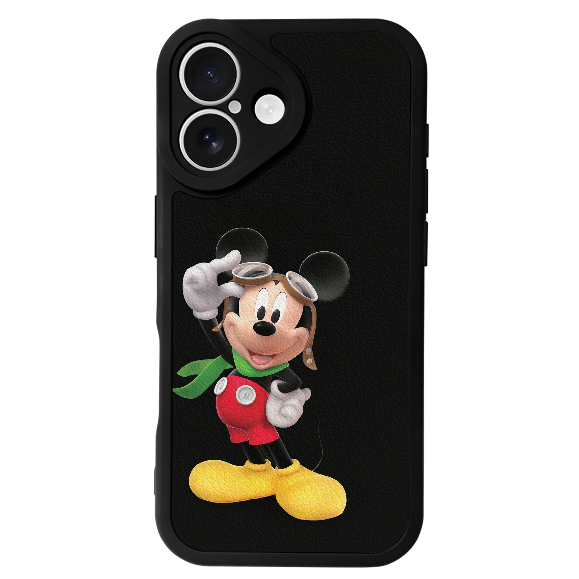 （画像用） ミッキーマウス Mickey Mouse 【iPhone 16シリーズ対応】シリコンスマホケース（レザー調） 材質：シリコン